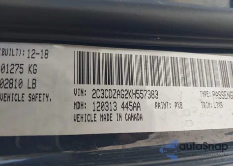 2019 Dodge Challenger Sxt z USA, uszkodzony, nr VIN 2C3CDZAG2KH557383